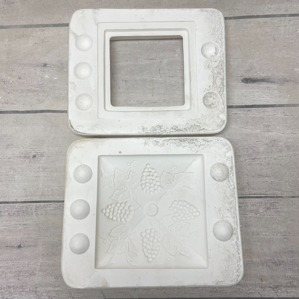 Unbranded Ceramic Casting Mold Grape Vine Design Square #W-374