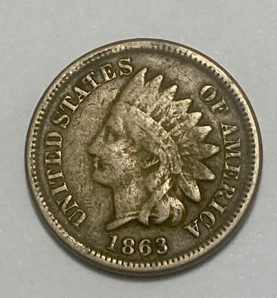 1863 Indian Head Cent About VG