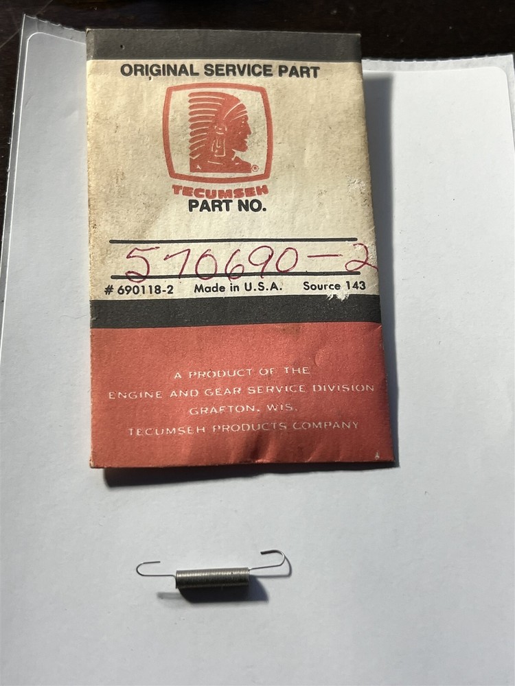 Tecumseh New Old Stock # 570690 Throttle Link Spring