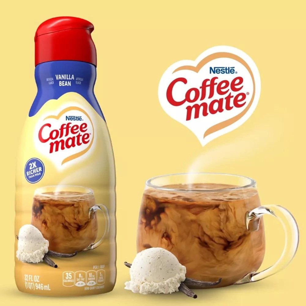 CoffeeMate Vanilla Bean Liquid Coffee Creamer 32 oz 2 pack w/ Bottle