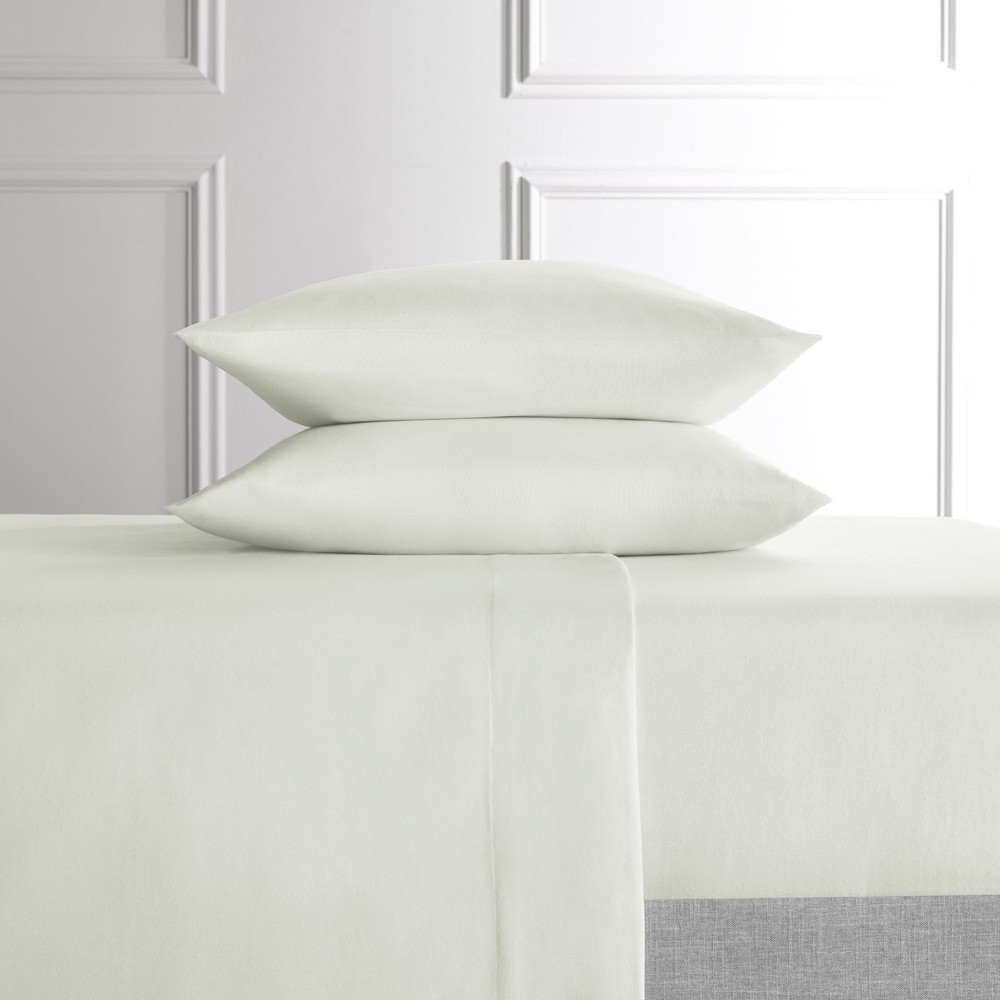 4-Piece Tan Lyocell & Linen Blend Percale Bed Sheet Set Queen