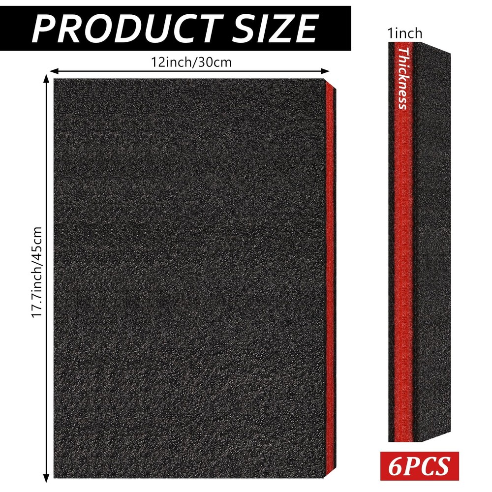6 Pack Tool Box Foam Inserts for Cases 18 x 12 x 1 Inch Polyethylene Storage ...