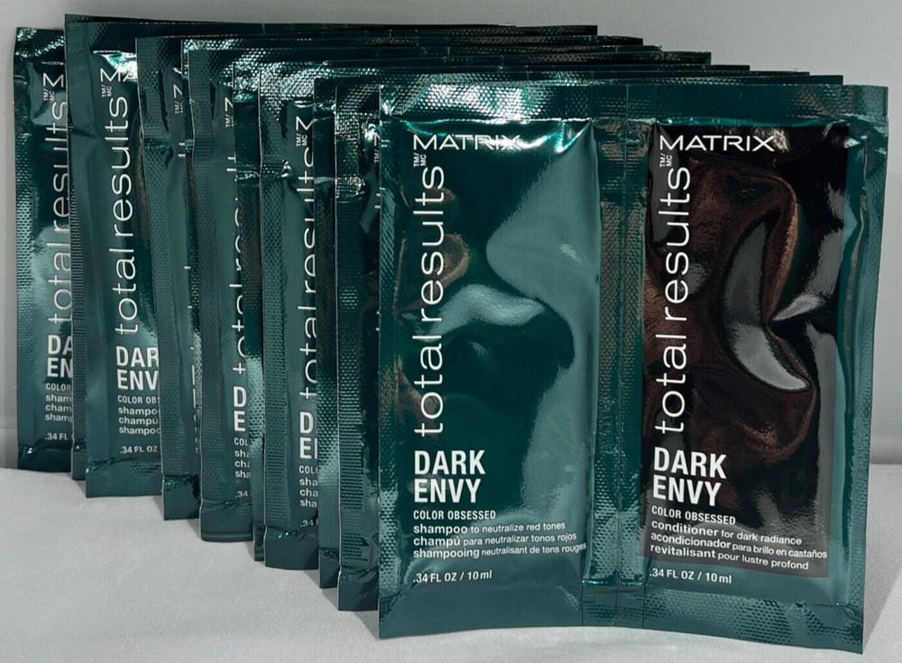 (8 PACK) Matrix Total Results Dark Envy Shampoo & Conditioner Packette, 0.34 oz
