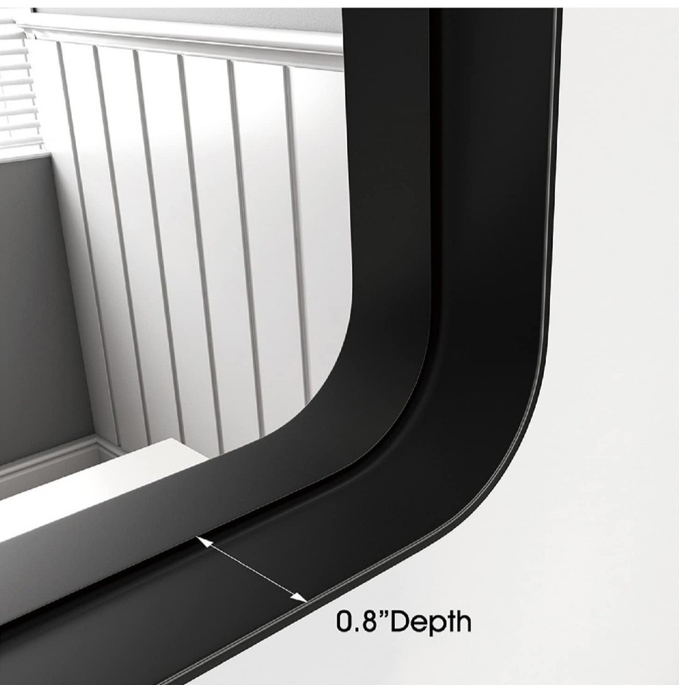 OKPAL Black Bathroom Mirror for Wall, 24x36 Inch Rectangular Black Metal Framed