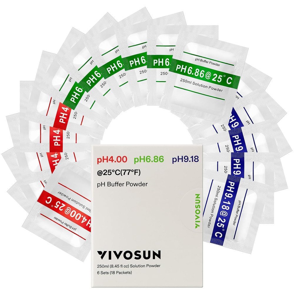 VIVOSUN 18-Pack Ph Meter Buffer Solution Powder, Ph 6.86/4.00/9.18, Ph Buffer Po