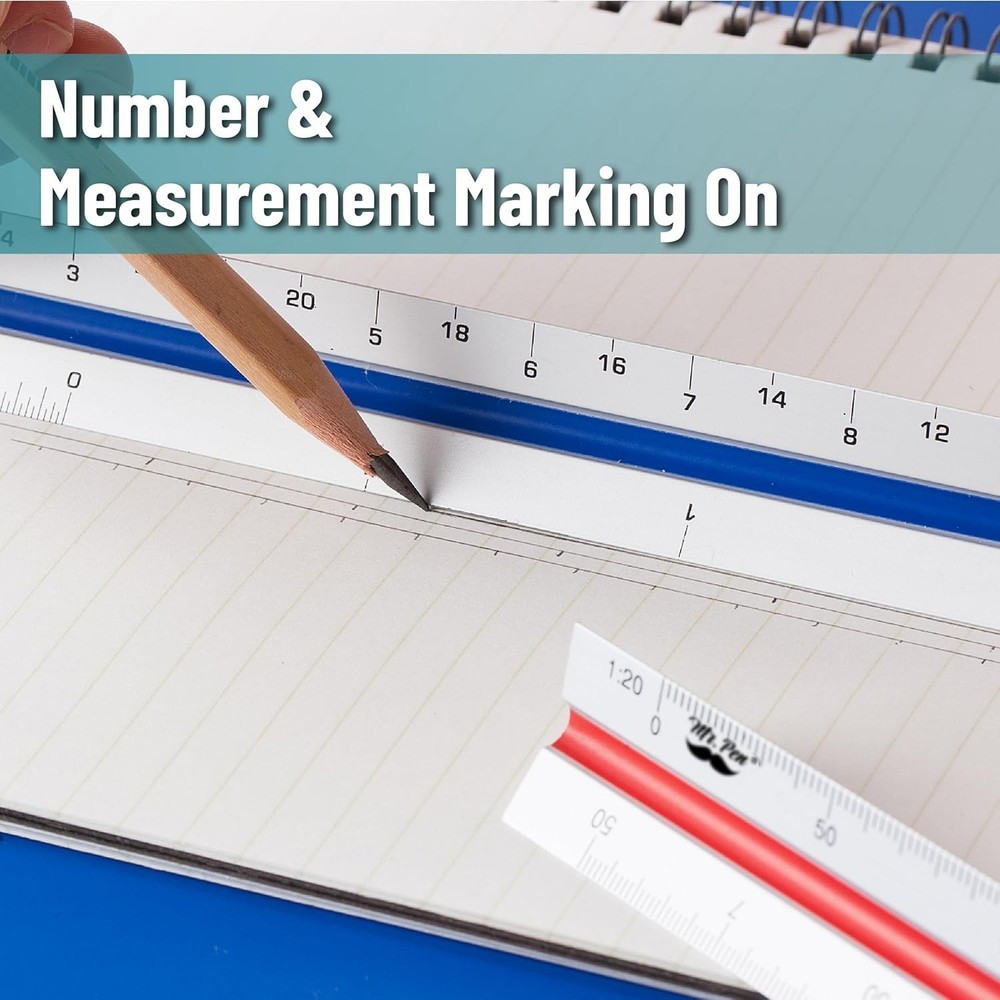 Color-Coded 12-Inch Triangular Scaling Ruler for Architects - Lasting Accuracy