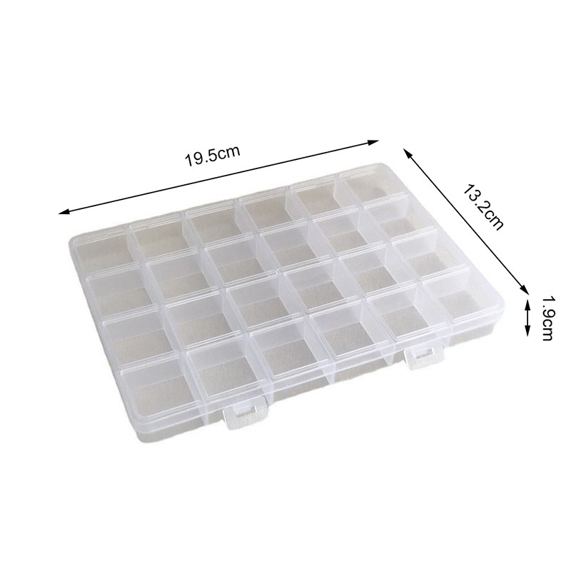 Practical 24 Grid Compartment Plastic Transparent Jewelry Earring Storage Box