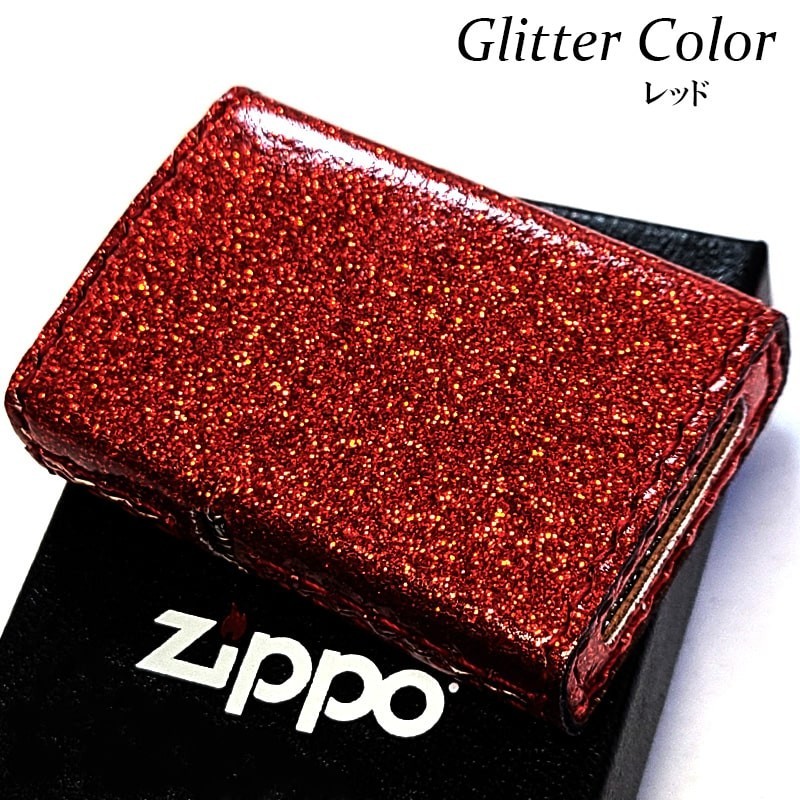 Zippo Glitter Color Red 5 Sided Processing Lighter Regular Japan