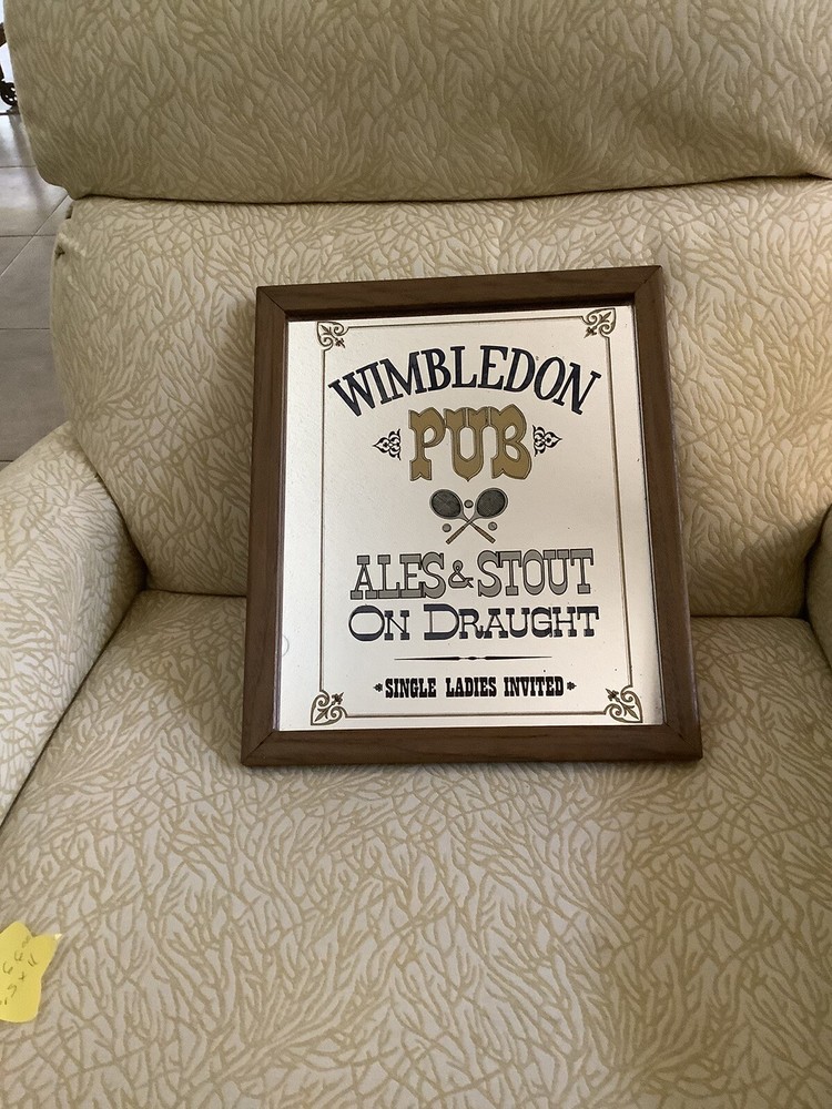 Wimbleton Pub Mirror Sign Ales & Stout On Drought