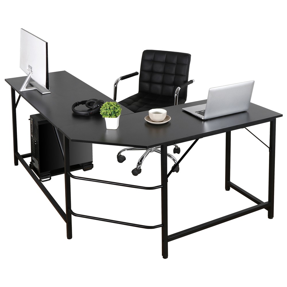 66" L-Shaped Computer Desk Large Workstation Home Office PC Stand Modern