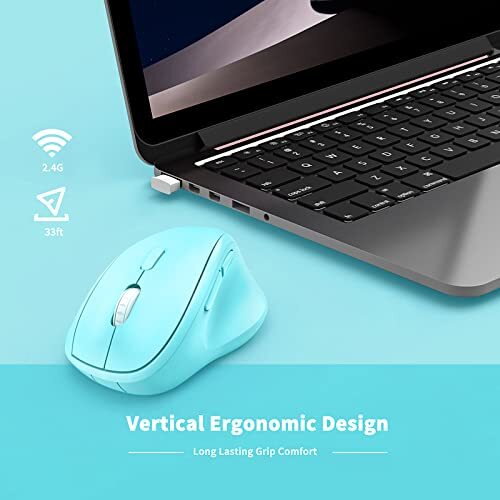 Ergonomic Wireless Mouse with USB Receiver for PC Computer Laptop and Desktop...