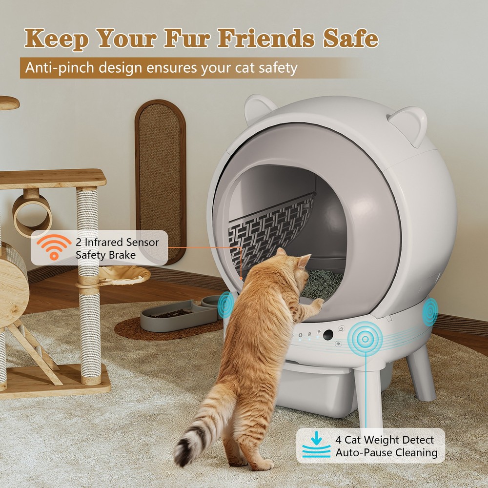 Automatic Self-Cleaning Cat Litter Box, Large Capacity for Multiple Cats