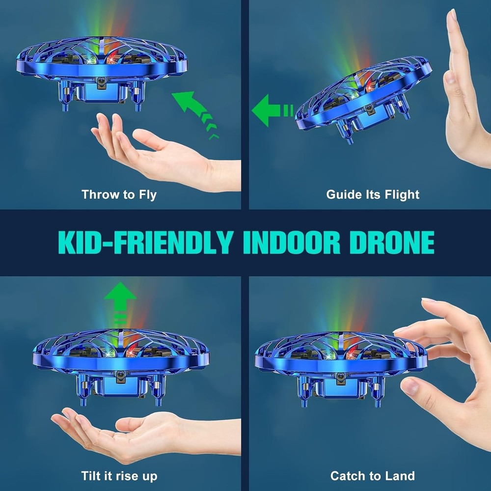 Interactive Kids Drone with Obstacle Avoidance - Rechargeable Mini Quadcopter