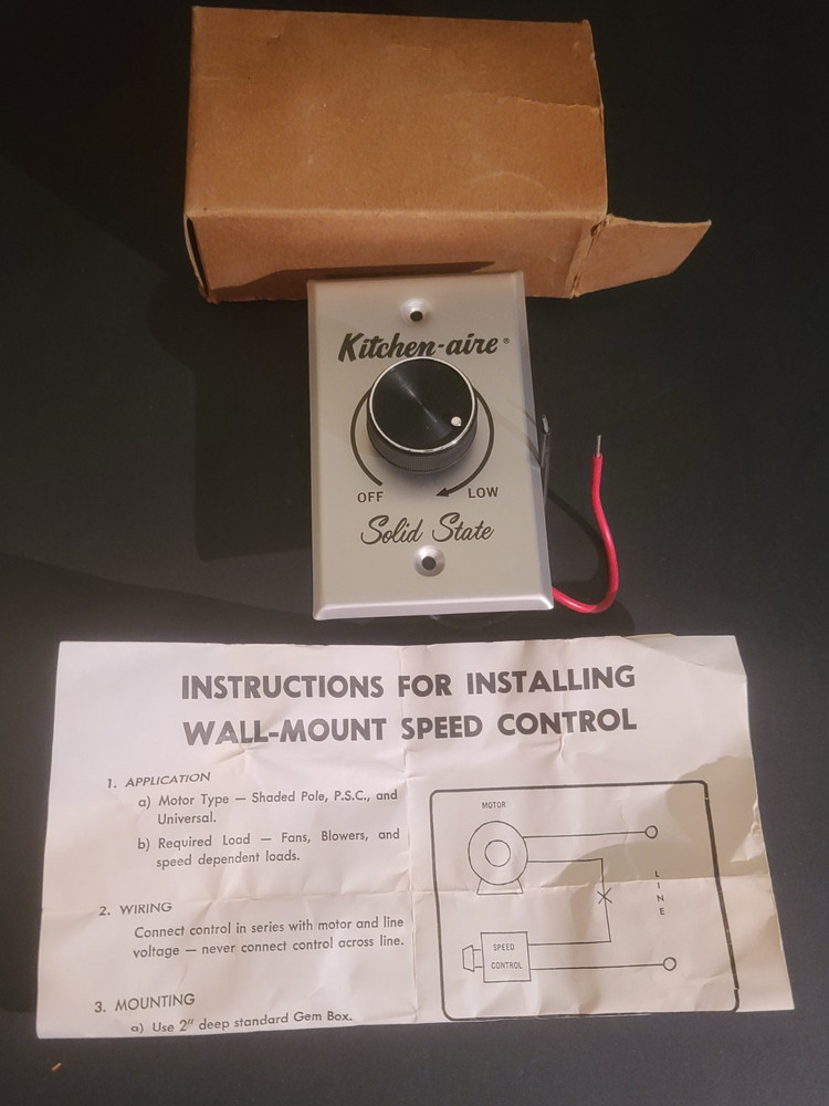 NEW IN BOX Kitchen-Aire Solid State Motor Speed Control Model 1947