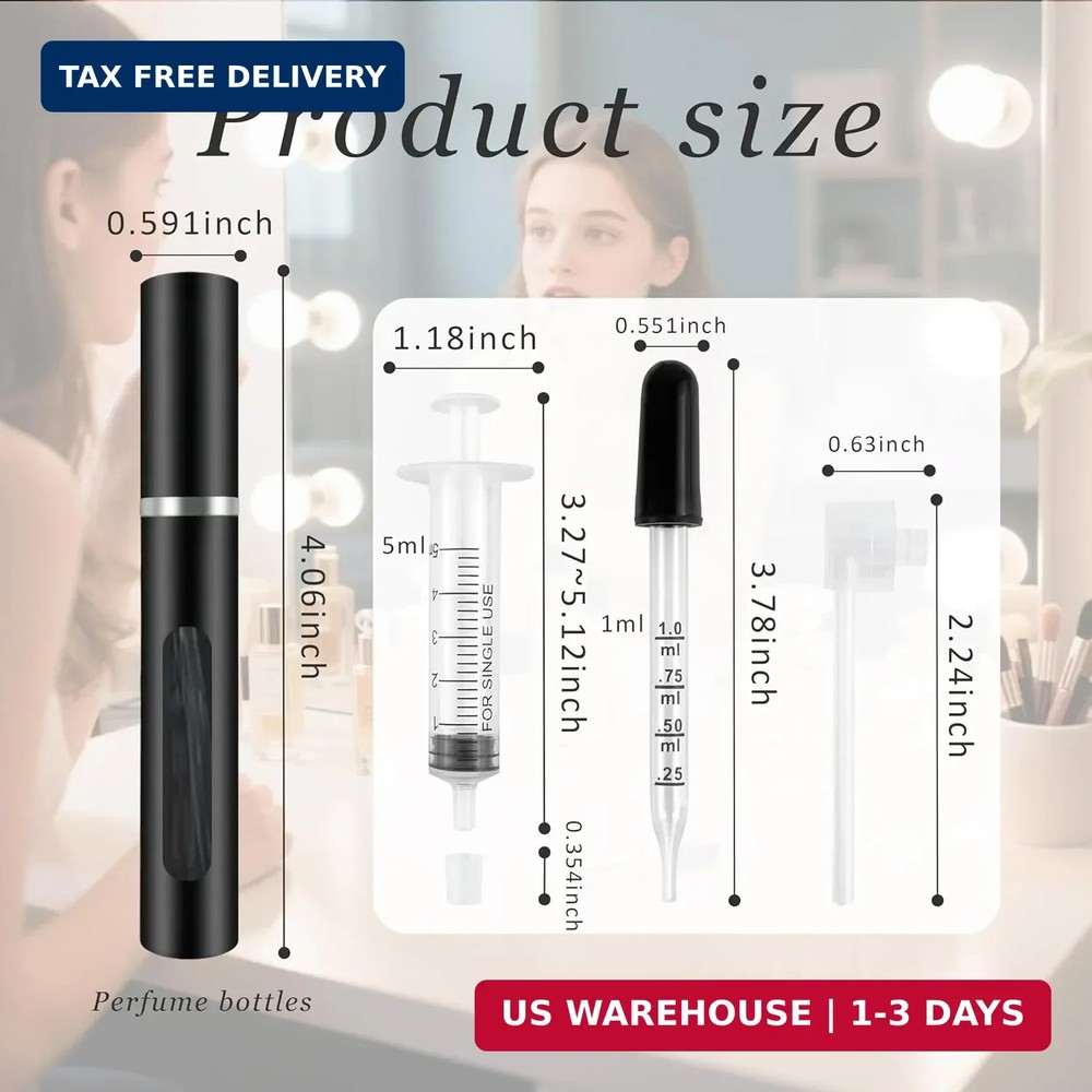 2 Pack Refillable Mini Perfume Atomizer Bottle，Portable Separate Bottles，Travel