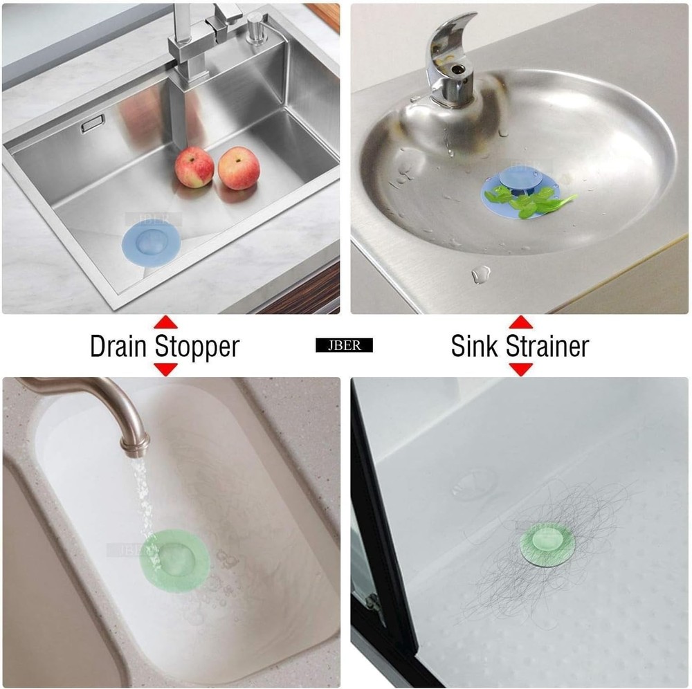 Durable 5-Pack Silicone Drain Stopper & Strainer Set - Protects Against Debris