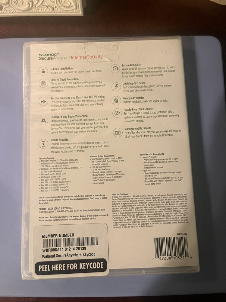 Webroot Secure Anywhere Antivirus Software Internet Security 3-Device New SEALED