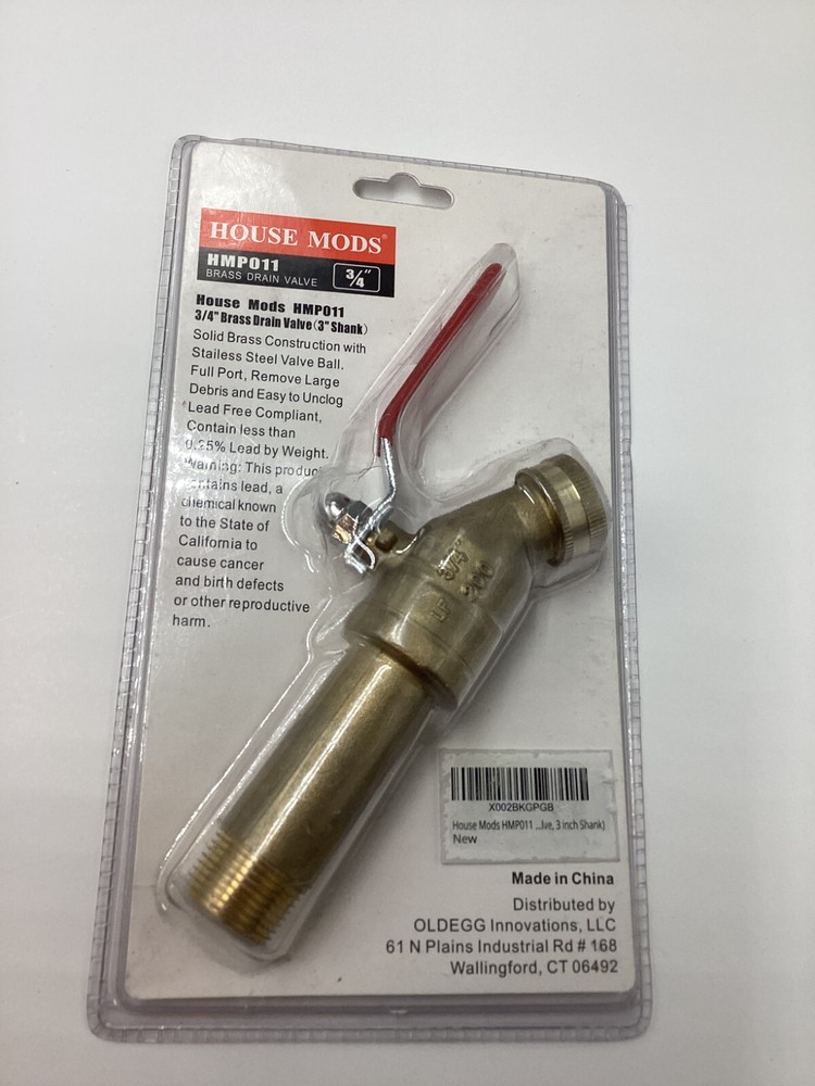 House Mods Genuine OEM HMP011 3/4" Brass Drain Valve (3" Shank) Stainless Steel