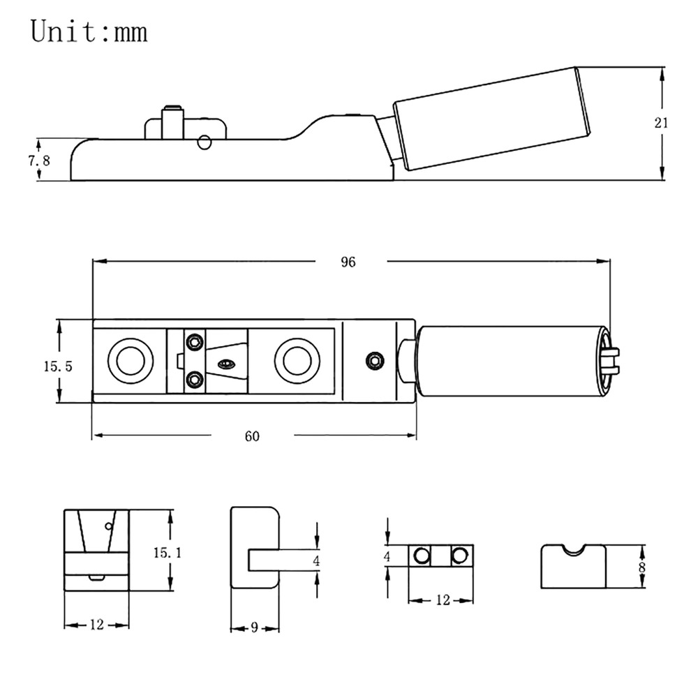 5 String Single String Bass Bridge Headless Individual Bridges and Nuts Silver