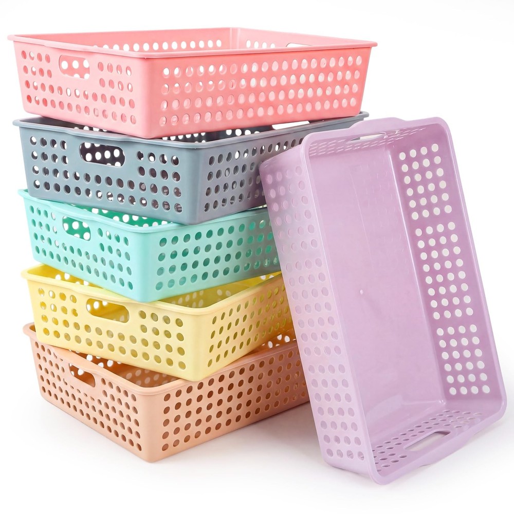 6 Pcs Turn in Trays Classroom, Stackable Tray for Classroom Plastic Storage B...
