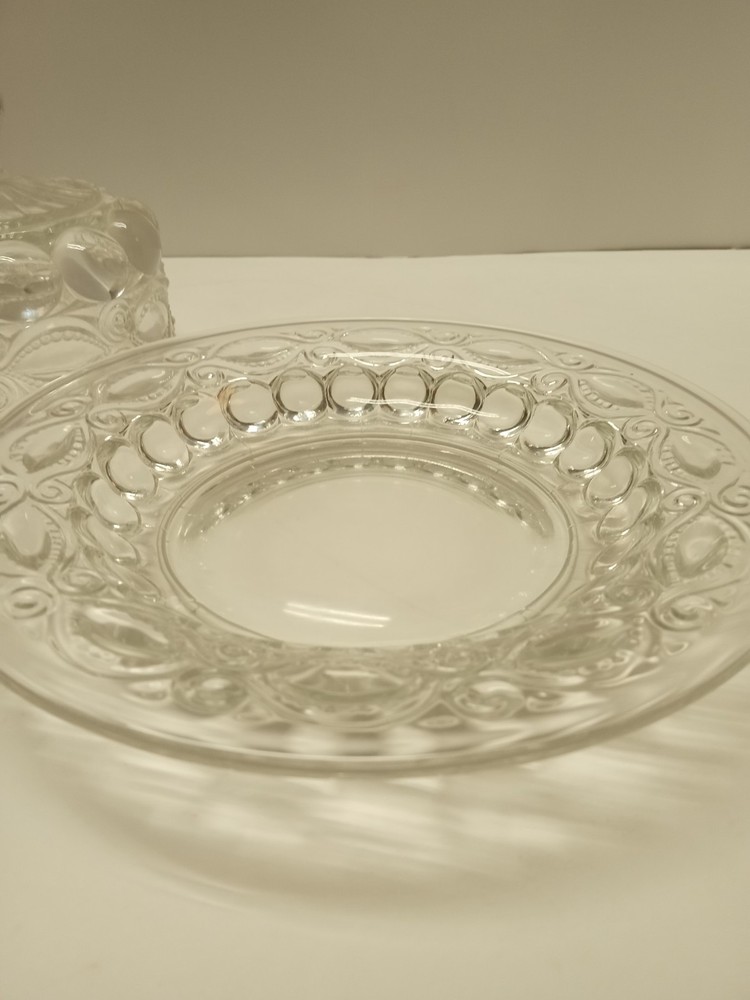 LG Wright “Eyewinker” Clear Round Butter Dish & Lid 7 5/8”