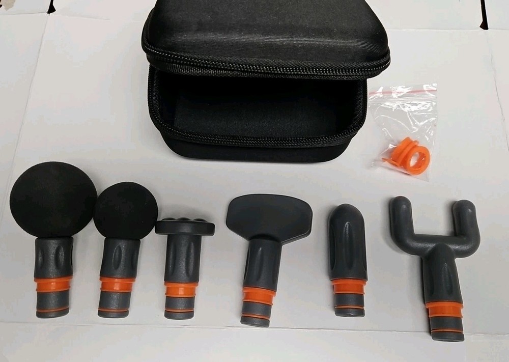 SHARPER IMAGE Powerboost Deep Tissue Percussion Massager Six Attachments w/ case