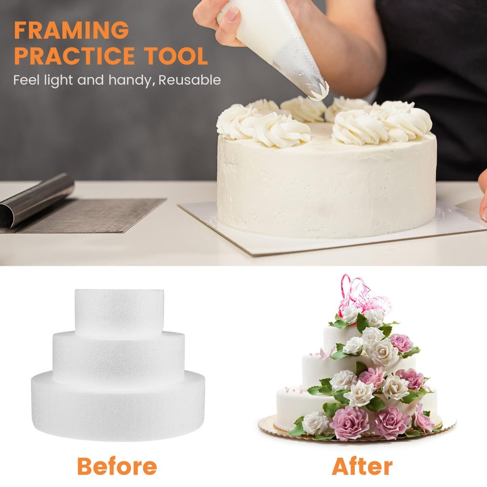 Foam Cake Dummies Foam Circles Cake Dummies 3Pack Rounds for Decorating Cake ...