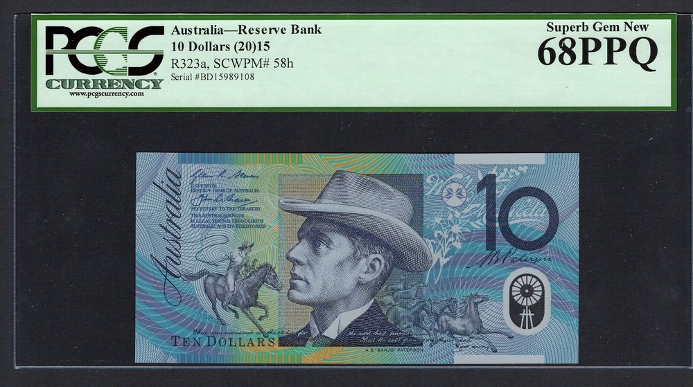 Australia 10 Dollars 2015 P58h Uncirculated Grade 68