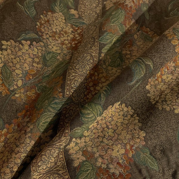 Beige Brown Floral Panel Stripe Upholstery Fabric