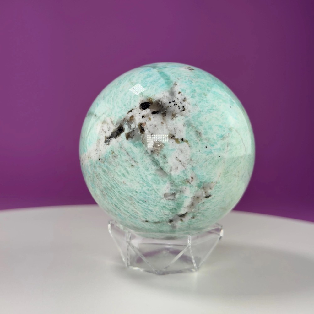 Amazonite Sphere (Includes Acrylic Stand), 1.9 Pounds