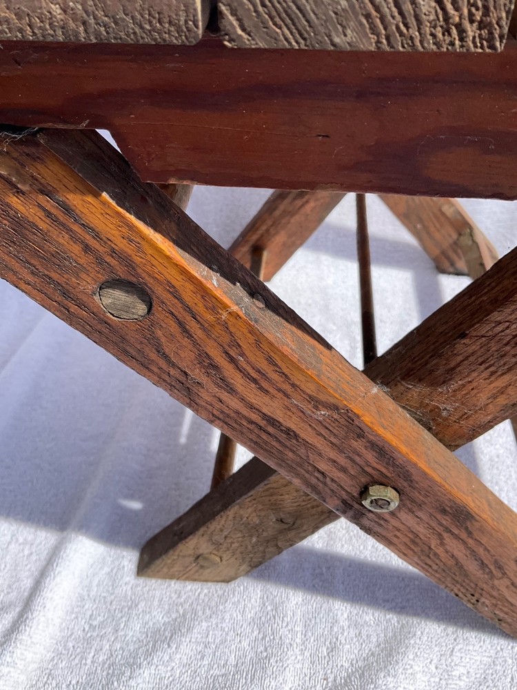 Vintage Folding Wooden Step Stool Seat