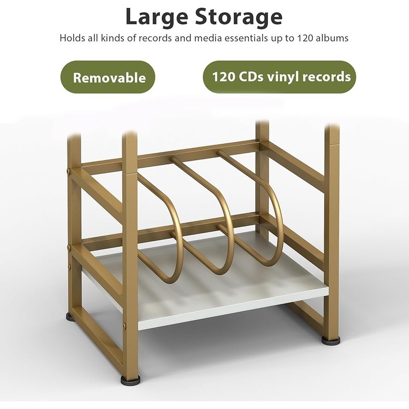 Vinyl Record Player Stand W/ Storage Multifunctional End Table Easy Assembly New