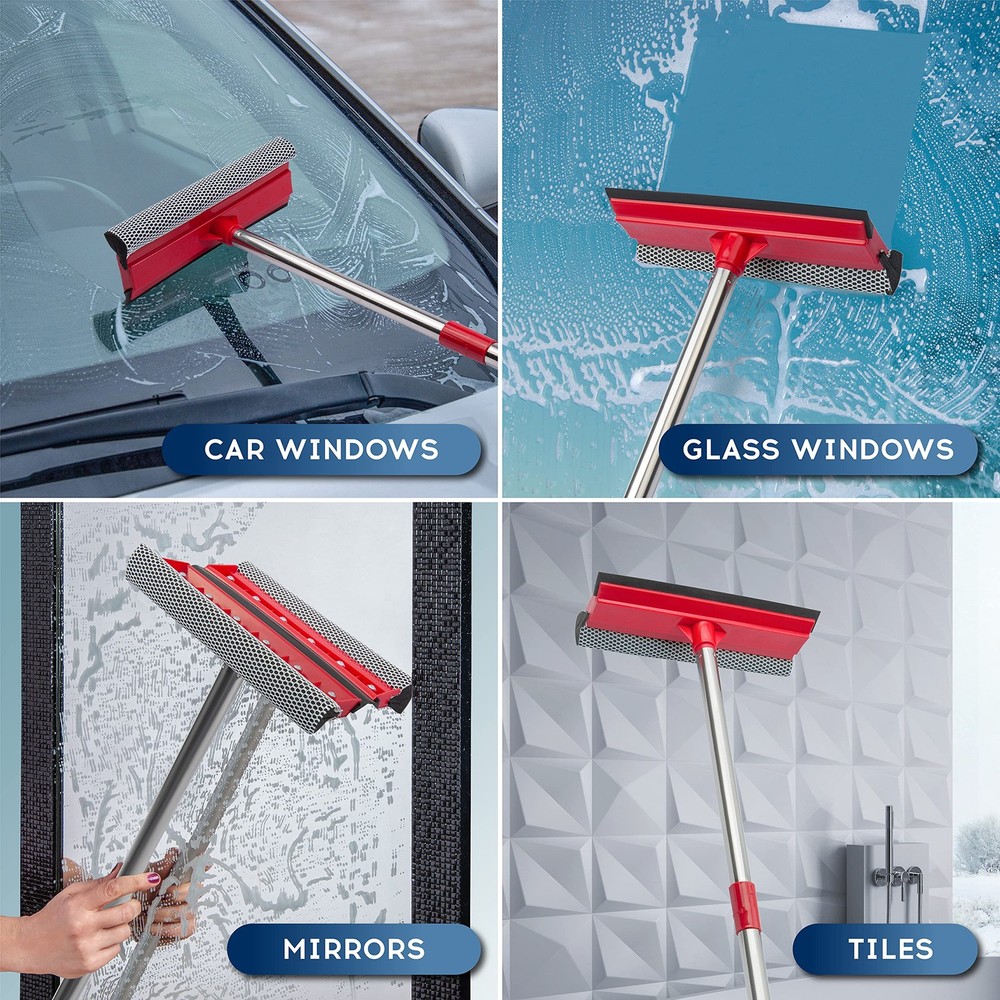 DSV Standard Window Squeegee, 2-in-1 Multi-Section Red