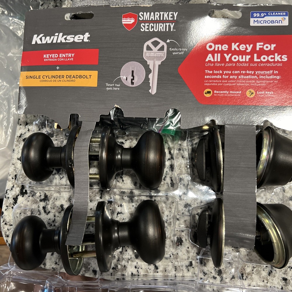 Two Keyed Knobs and Two Keyed One Side Deadbolts - with Pin