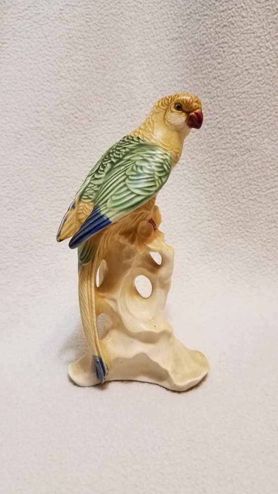 Vintage- Hand Painted Ceramic/Pottery, Parrot Figurine