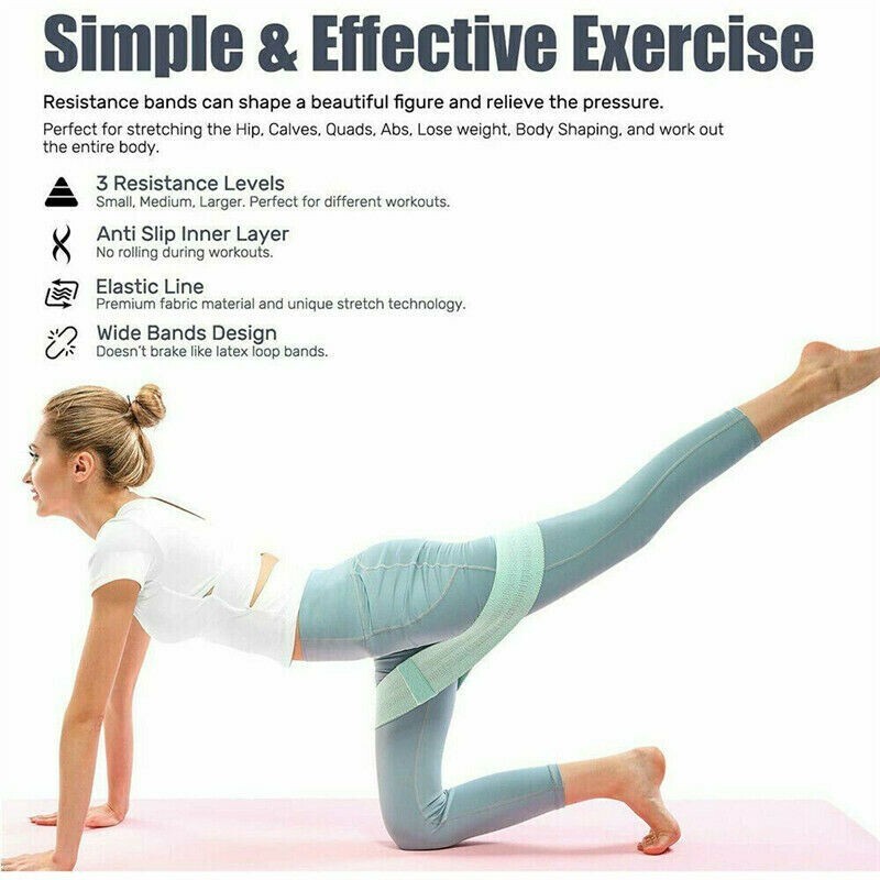 Hip Pull Belt Glute Circle Strength Training Bands Resistance Non Slip 3pcs/kit