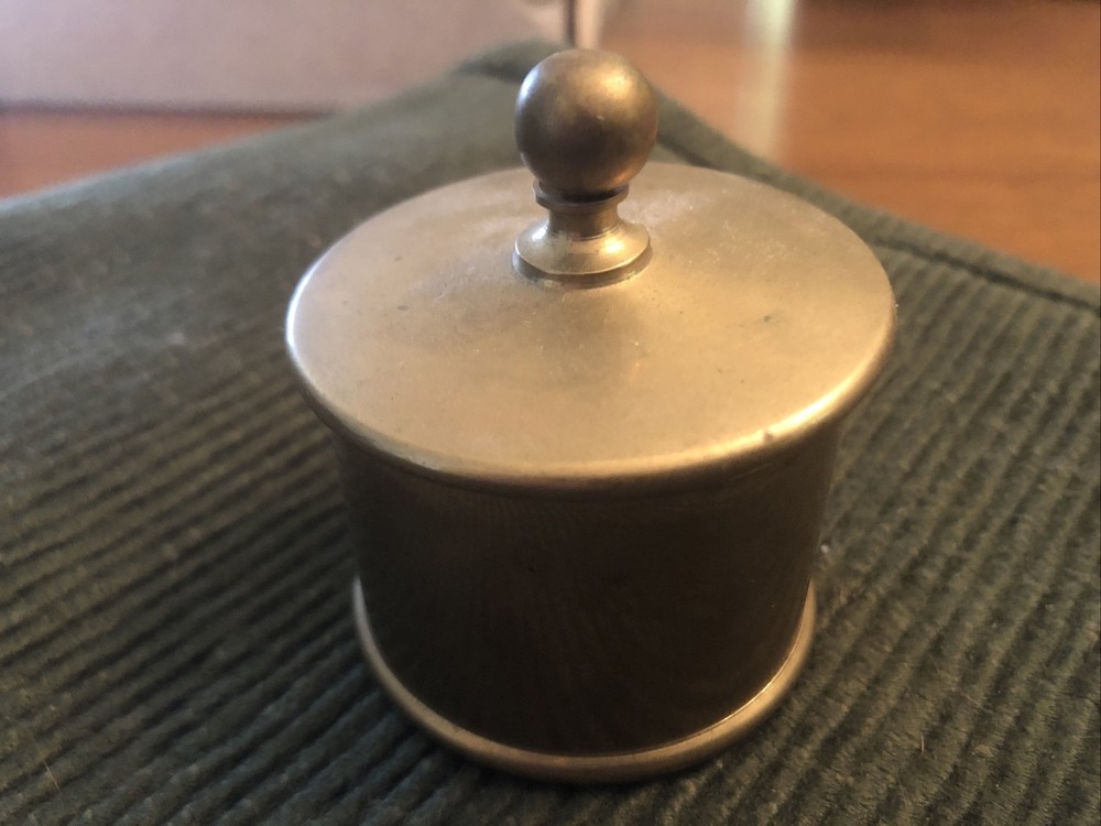 Vintage Gatco Solid Brass Stamp Dispenser Trinket Box Pristine Condition