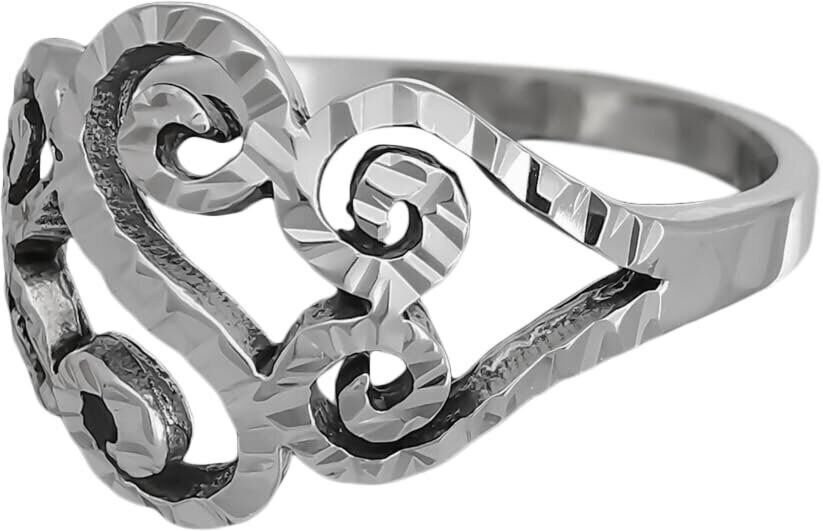 Diamond Cut Swirled Hearts Ring