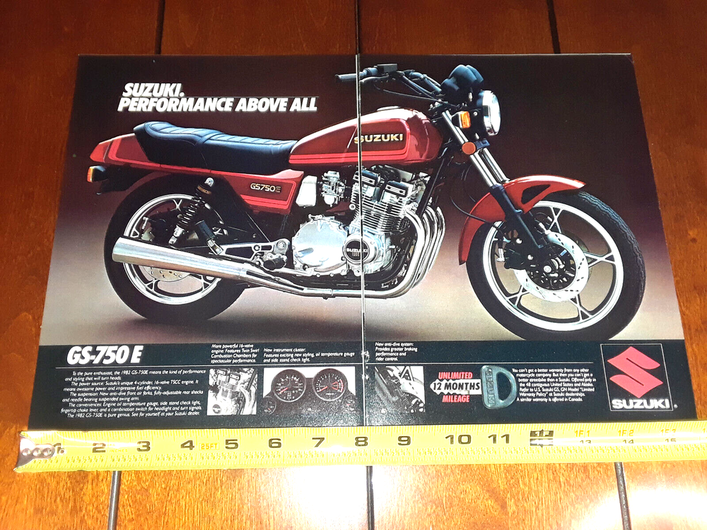 1982 SUZUKI GS-750 E ORIGINAL 2 PAGE AD