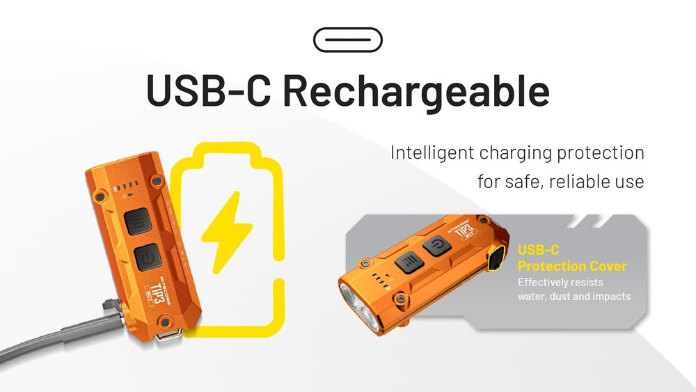 Nitecore TIP3 720 Lumen Rechargeable Keychain Flashlight (Orange)