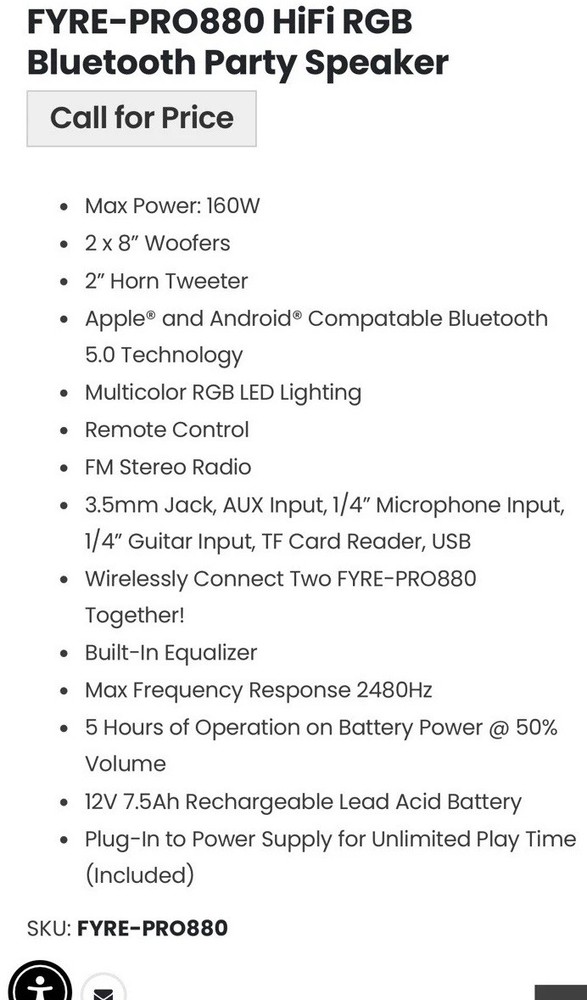 ATG Audio Fyre 8" Bluetooth Party Speaker