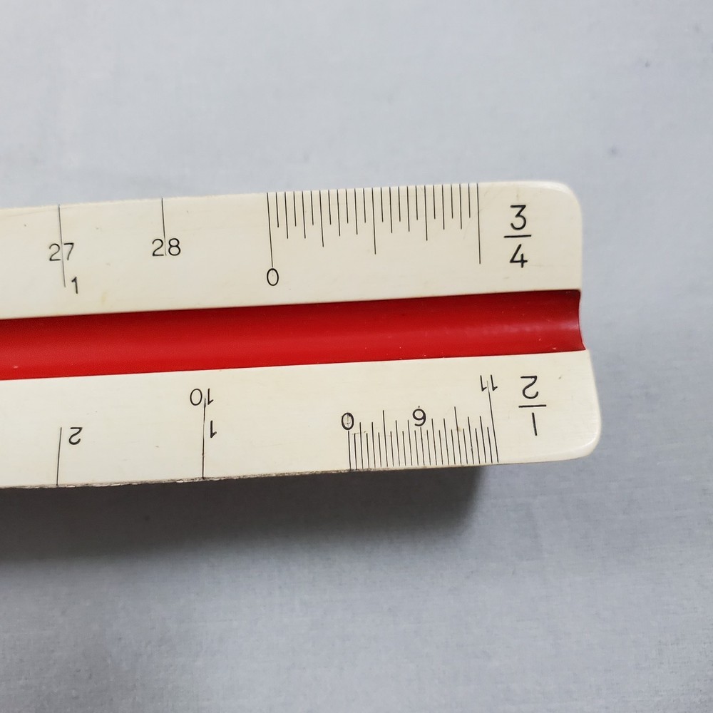 Faber Castell Triangular Engineering Ruler w/ Green Box 883/72 Germany Vintage