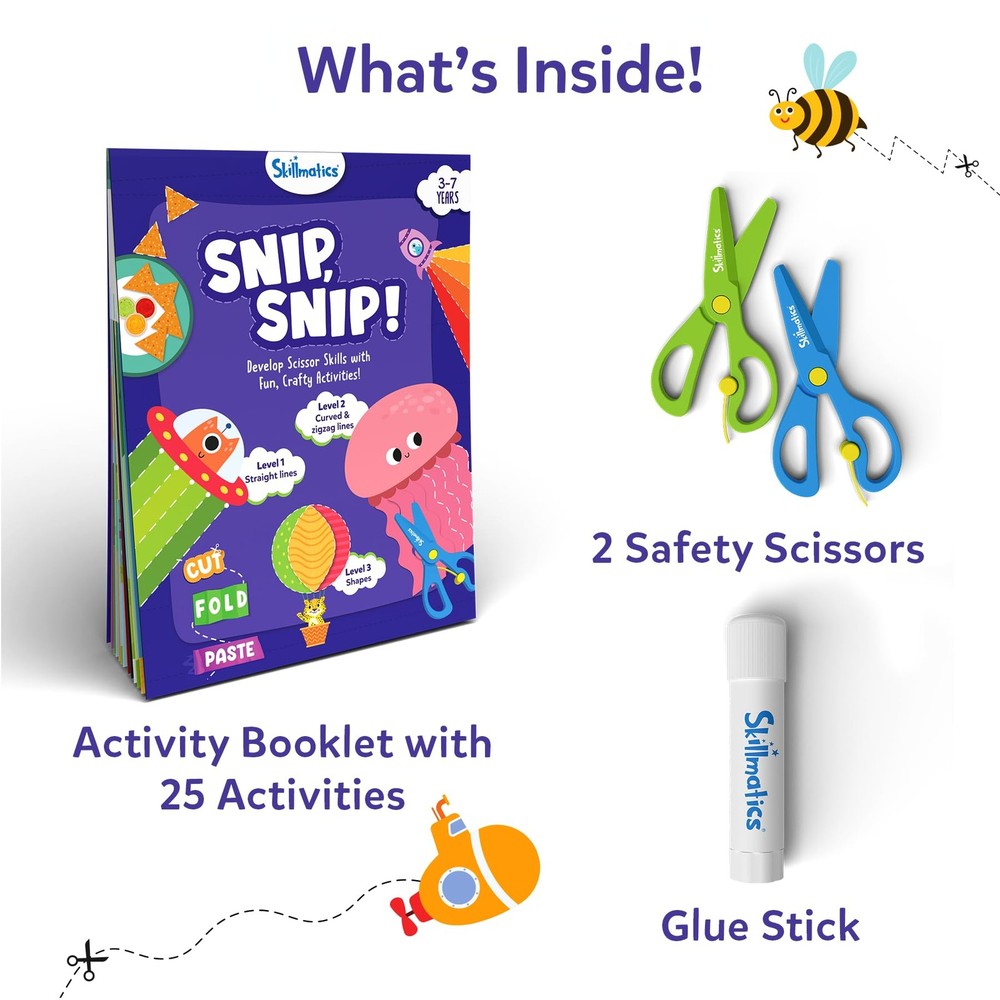 Skillmatics Scissor Skills Activity Book - Snip Snip, Medium, Multicolor