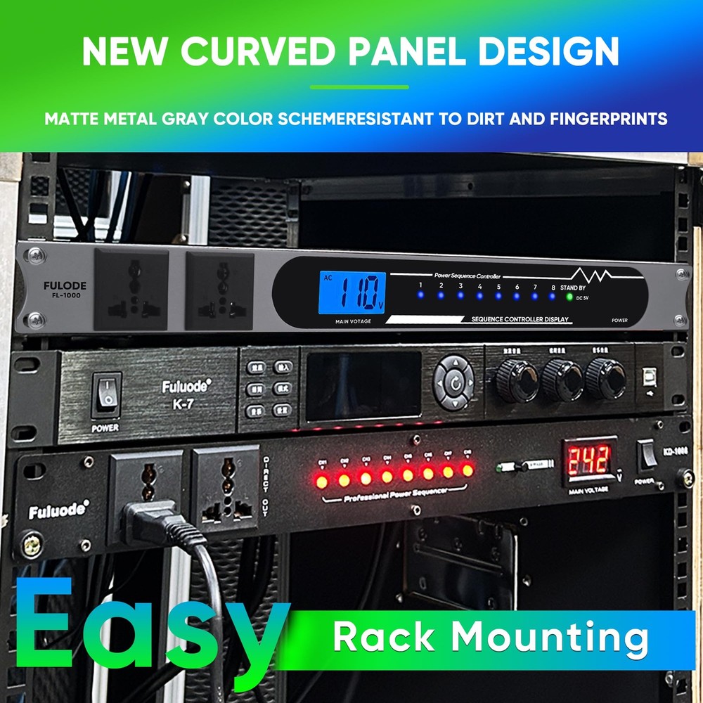 2000W 10 Socket Sequential Rack Professional Audio Power Conditioning ，Digita...