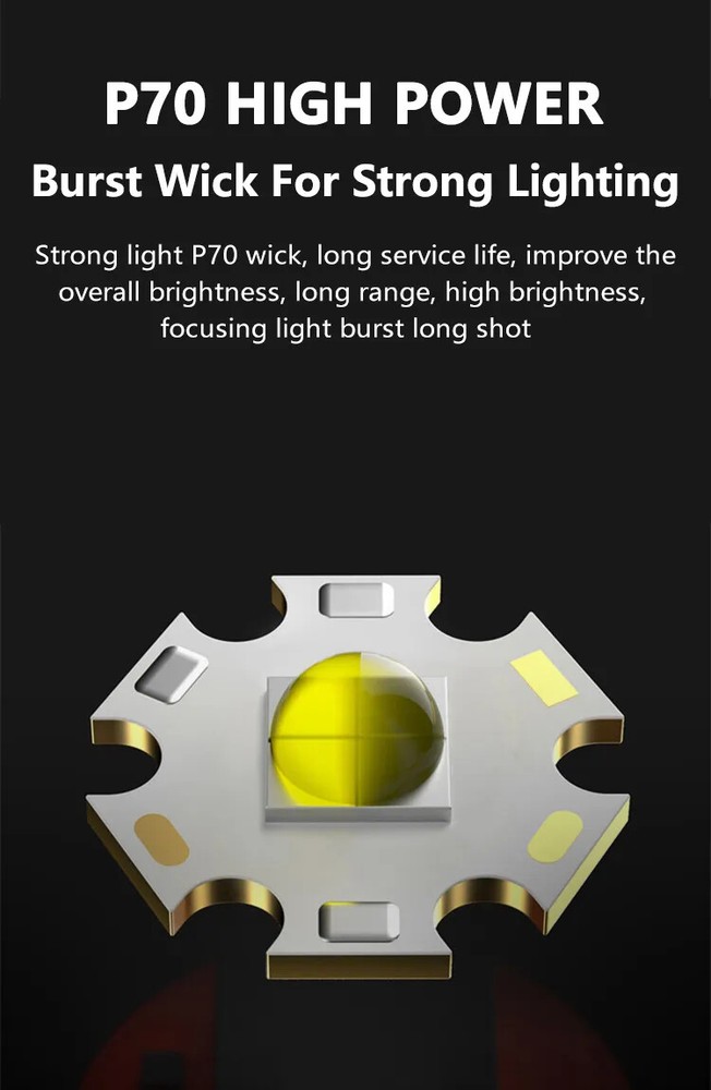 Extra Large Solar Flashlight Rechargeable Searchlight Long Range Carry Torch