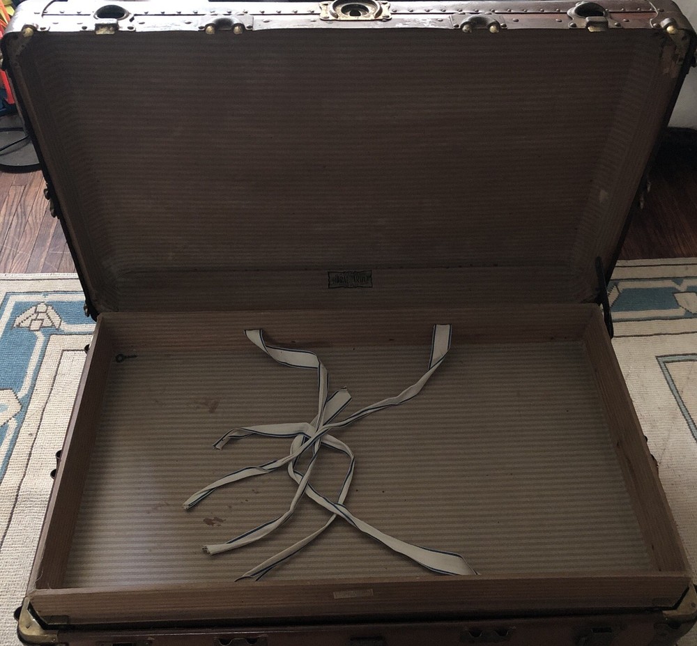 Early 1900s Hartmann Brown Gibraltarized Steamer Wardrobe Trunk