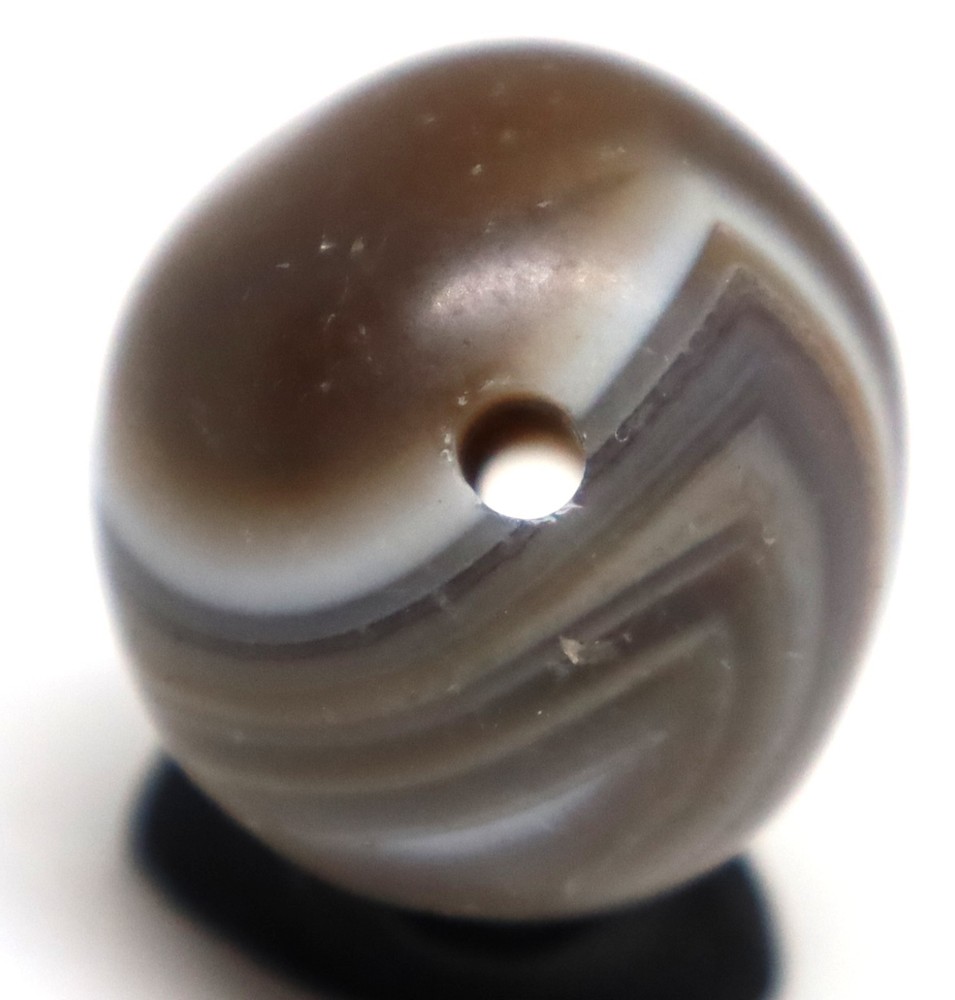 Authentic Ancient Banded Agate Stone Bead with Eye in Perfect Condition