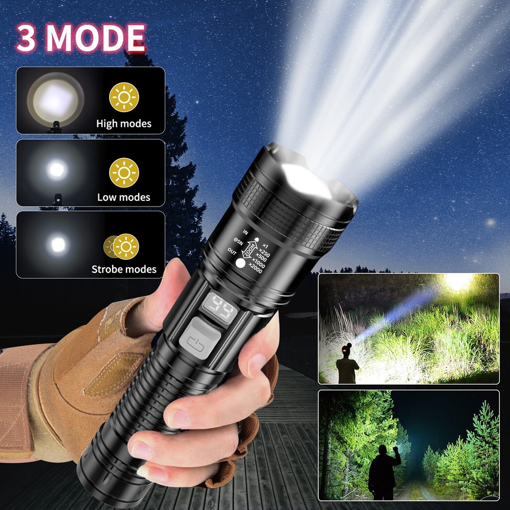 LED Rechargeable Tactical Flashlight Light Super Bright Torch Lanterns USA