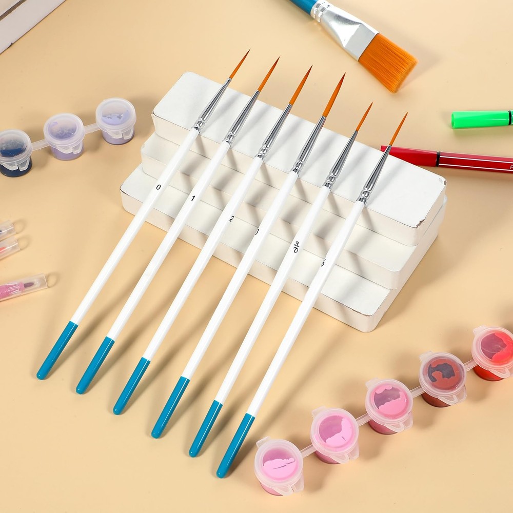 6 Pcs Script Liner Brush Long Fine Point Liner Tip Brush Pinstriping Paintbru...