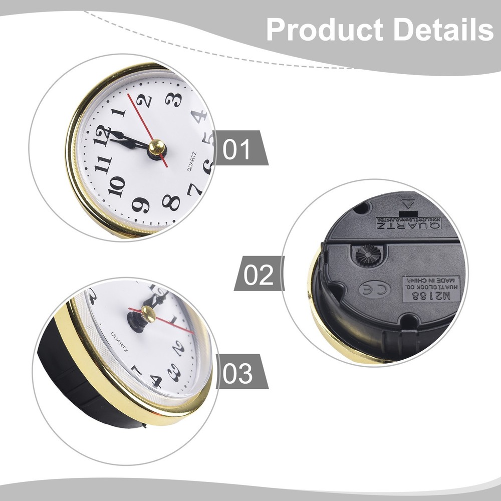 Reliable Timekeeping 65MM Quartz Clock Insert with Gold Arabic Numbers